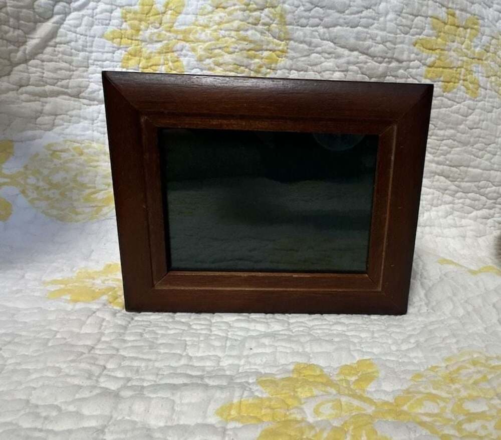 Vintage Wooden Keepsake Jewelry Box with Glass Lid